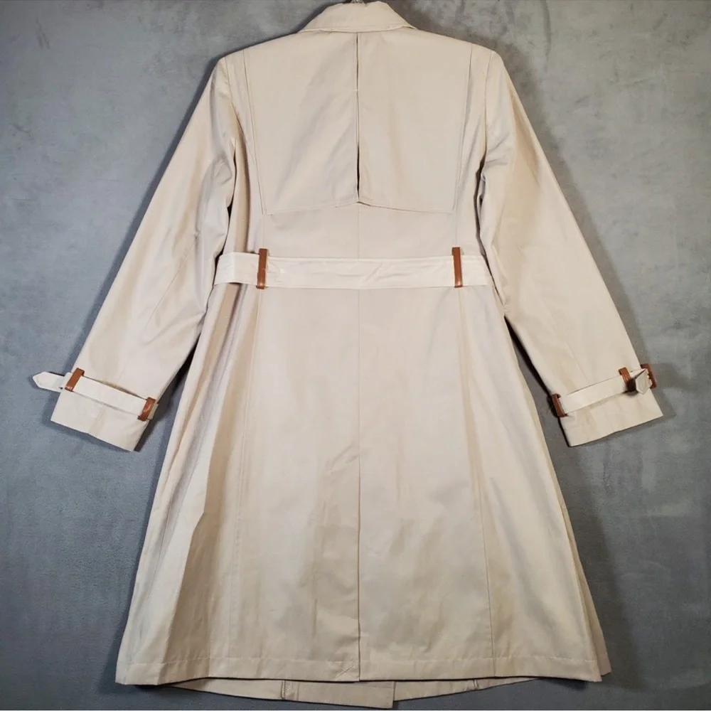 Lauren Ralph Lauren Trench Coat Womens L Beige Double Breasted Belted Preppy - Picture 2 of 8